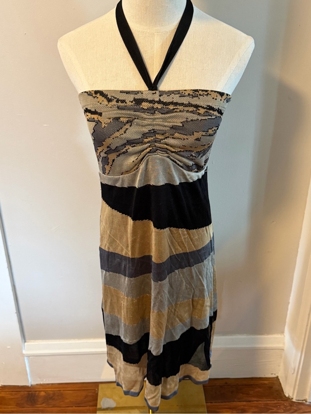 Hale Bob women’s small metallic multicolor designer mini tube dress halter strap